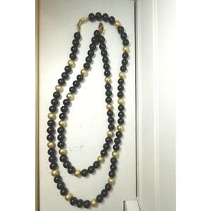 Vintage‎ Napier necklaces Black & Gold set of two Stackable Luxury 80s 90s